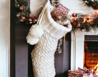 Patrón de crochet para Navidad, Patrón de calcetín navideño de crochet de Brighton Calcetín navideño con soporte de video, Ganchillo navideño