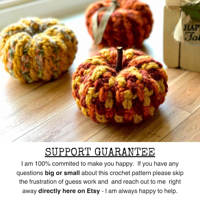 Crochet Pumpkin Pattern, Rustic Farmhouse Crochet Chunky Pumpkin Pattern Small, Medium, Large and Extra Large Quick and Easy to Make image 5