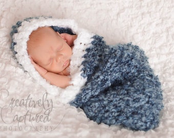 Crochet Cocoon Pattern - Fast and Easy Newborn Crochet Hooded Cocoon Pattern