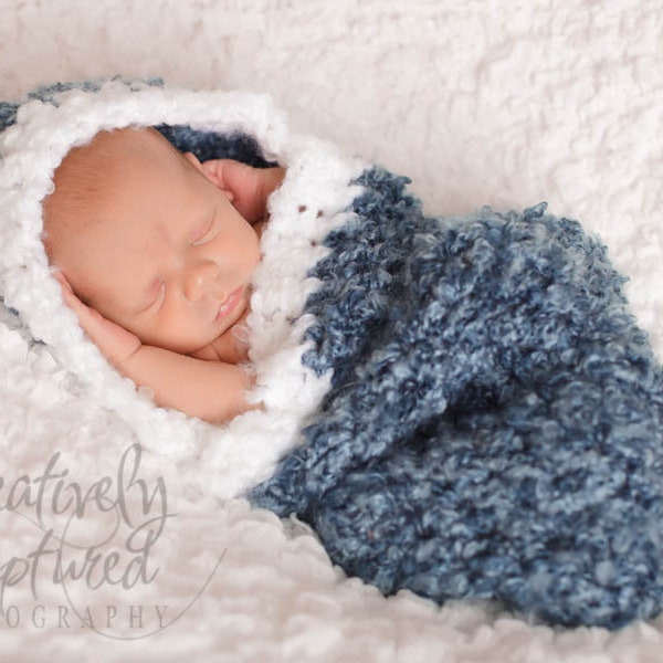 Crochet Cocoon Pattern - Fast and Easy Newborn Crochet Hooded Cocoon Pattern