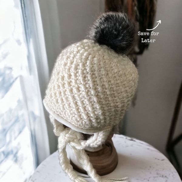 Crochet Hat Pattern with Earflaps, Cumberland Ski Hat for Baby, Toddler, Girls, Boys, Men and Women Crochet Winter Hat Pattern PDF Download