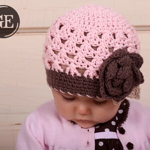 Crochet Pattern Crochet Summer Beanie Crochet Beanie Warm Weather Beanie Pattern Chloe Scalloped Beanie with Rose Digital Download image 4