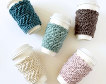 Crochet Cup Cozy Pattern  - The Montero Easy Crochet Cup Sleeve - A favourite for fall fairs and gift giving great for men too!