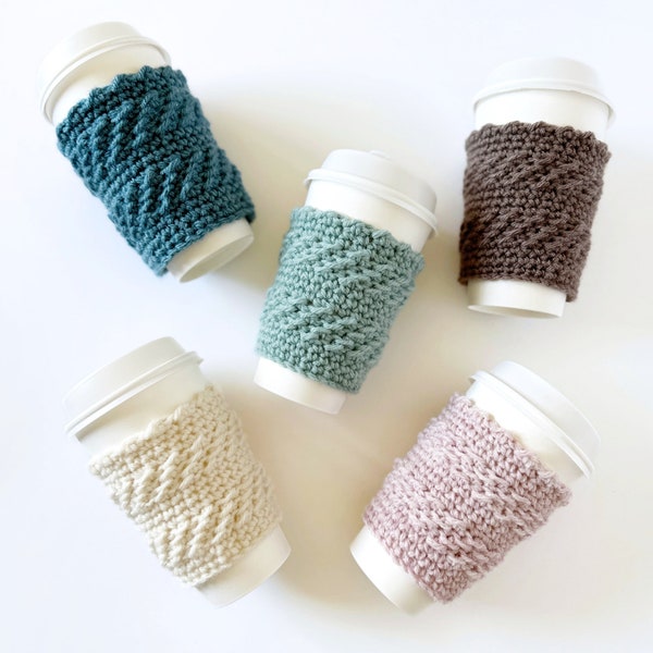 Crochet Cup Cozy Pattern  - The Montero Easy Crochet Cup Sleeve - A favourite for fall fairs and gift giving great for men too!