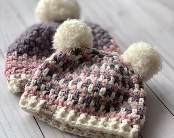 Crochet Pattern - Crochet Beanie Pattern - Brighton Beanie Hat with Roses Crochet Beanie Pattern Newborn to Adult Sizes