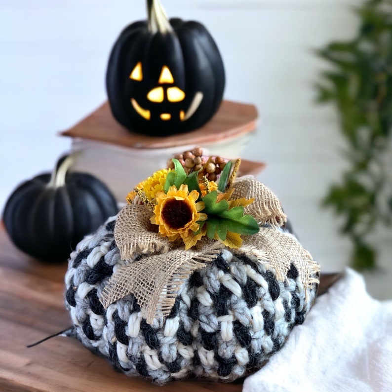 Crochet Pumpkin Pattern, Rustic Farmhouse Crochet Chunky Pumpkin Pattern Small, Medium, Large and Extra Large Quick and Easy to Make image 6