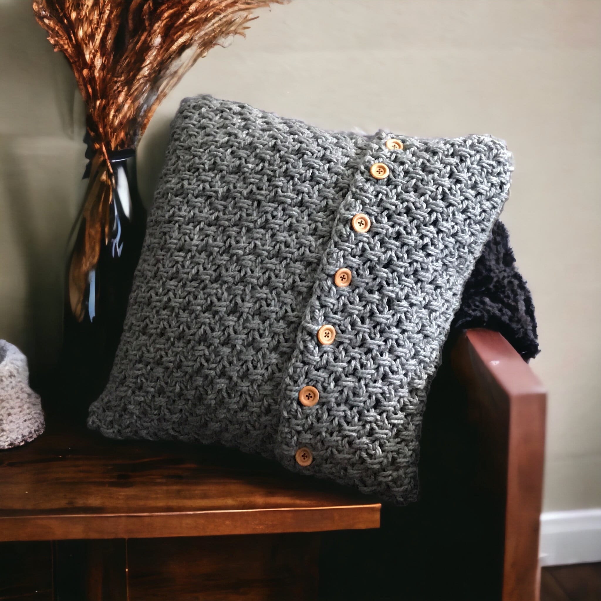 Beautiful Free Crochet Cushion Cover with Buttons Pattern - Pretty Darn  Adorable
