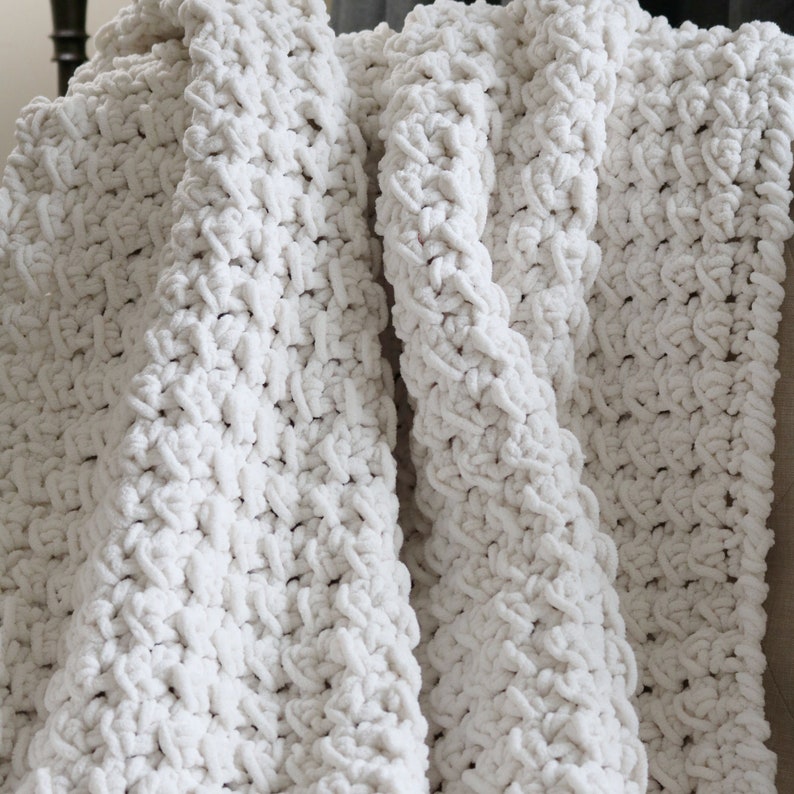 Crochet Blanket Pattern, The Bernat Blanket Throw, Easy Crochet Blanket and Video Tutorial, Crochet Throw Pattern for Beginners image 2