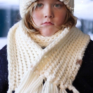 Crochet Scarf PATTERN Everest Fringed Scarf Crochet Scarf Pattern Includes Toddler, Child, Adult Sizes