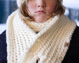 Crochet Scarf PATTERN Everest Fringed Scarf Crochet Scarf Pattern Includes Toddler, Child, Adult Sizes