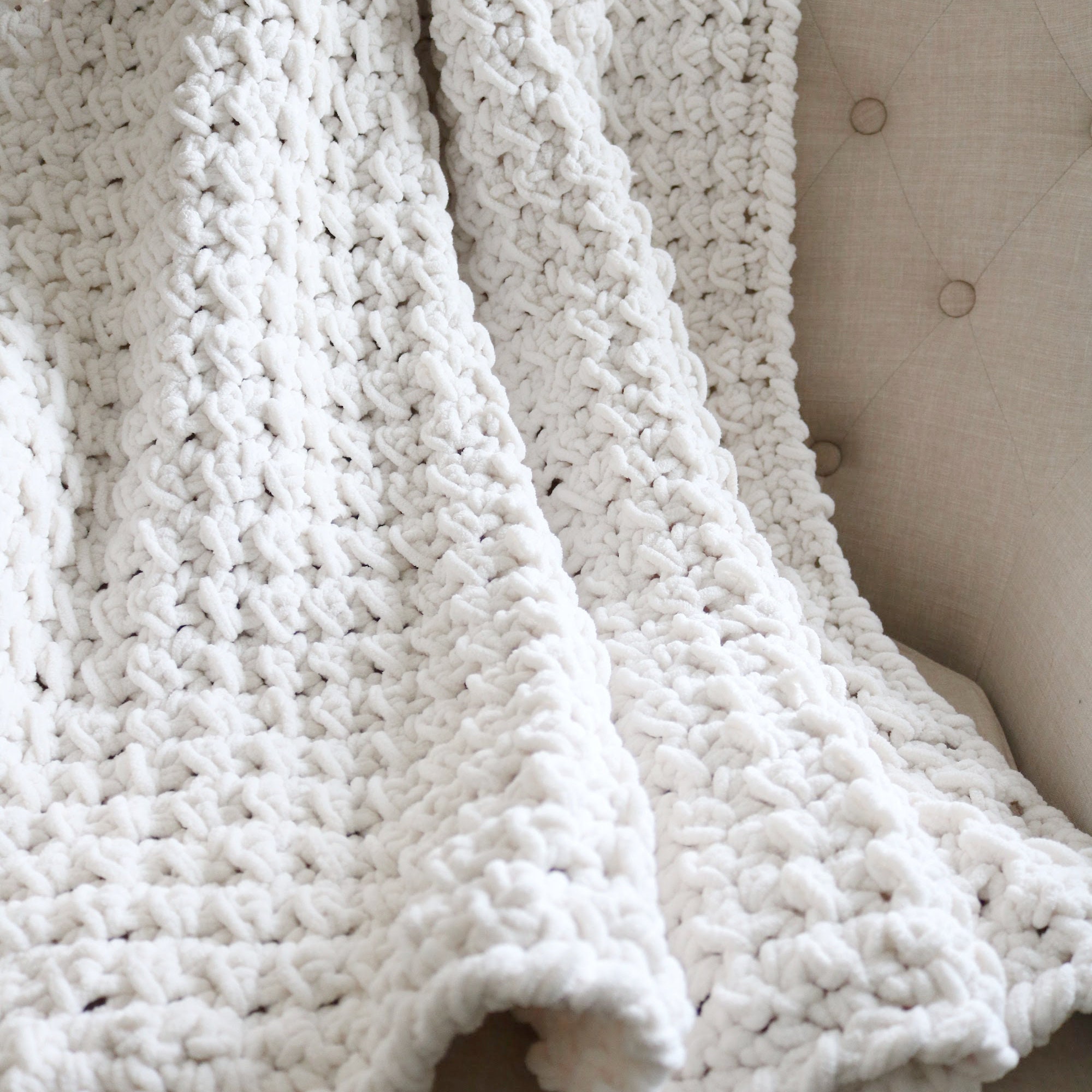 Finger Crochet Blanket Pattern Hand Crochet Blanket Crochet Blanket Pattern  Chunky Knit Blanket Crochet Baby Blanket 