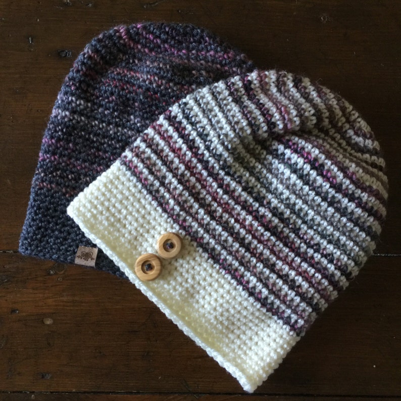 CROCHET PATTERN, Beginner Crochet Hat Pattern, Slouchy Hat for Newborn to Adult Instant PDF Download image 1