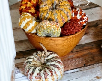 Crochet Pumpkin Pattern, Rustic Farmhouse Crochet Chunky Pumpkin Pattern Small, Medium, Large and Extra Large Quick and Easy to Make