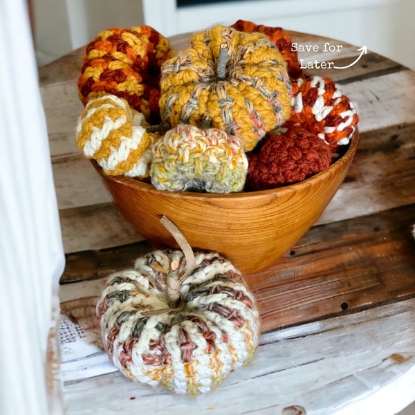 Crochet Pumpkin Pattern, Rustic Farmhouse Crochet Chunky Pumpkin Pattern Small, Medium, Large and Extra Large Quick and Easy to Make