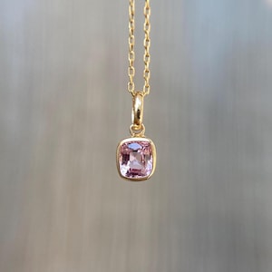 14K Solid Gold 0.60 CT Natural Light Pink Spinel Charm Pink Spinel 14K Gold Pendant August Birthstone Fine Jewelry Gift For Her