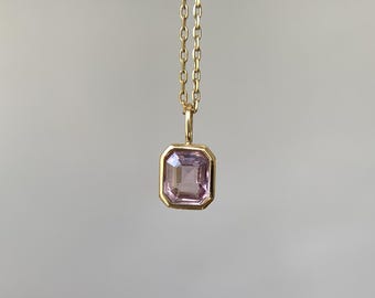 14K Solid Gold 0.60 Carat Natural Light Pink Spinel Charm Fine Jewelry Pendant