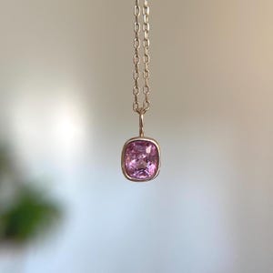 14K Solid Gold 0.60 Carat Natural Light Pink Spinel Charm 14K Spinel Pendant Jewelry Gift For Her August Birthstone