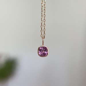 14K Solid Gold 0.4 Carat Natural Spinel Charm 14k Pink Spinel Pendant Gift For Her August Birthstone Minimalist Spinel Fine Jewelry