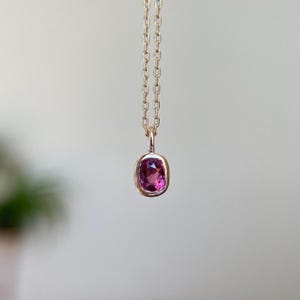 14K Solid Gold 0.38 Carat Natural Pink Spinel Charm Natural Spinel Pendant 14K Gold Dainty Spinel Jewelry Gift for Her August Birthstone
