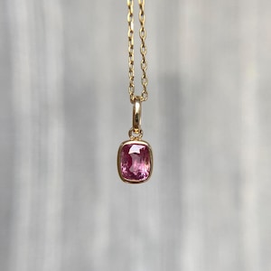 14K Solid Gold 0.63 Carat Natural Light Pink Spinel Charm Natural Pink Spinel Pendant August Birthstone Fine Jewelry Gift For Her