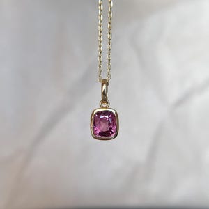 14K Solid Gold 0.78 Carat Natural Pink Spinel Charm August Birthstone 14K Spinel Pendant Jewelry Gift For Her