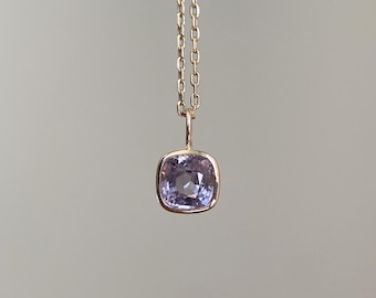 14K Solid Gold 0.71 Carat Natural Light Lavender Spinel Charm Fine Jewelry Spinel Pendant