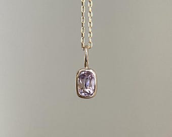 14K Solid Gold 0.59 Carat Natural Light Pink Spinel Charm Fine Jewelry Pendant