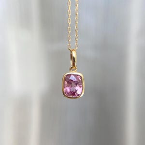 Clearance 14K Solid Gold Natural Light Pink Spinel Charm 14K Gold Pink Spinel Pendant Dainty Gold Birthday Gift For Her Anniversary Gift