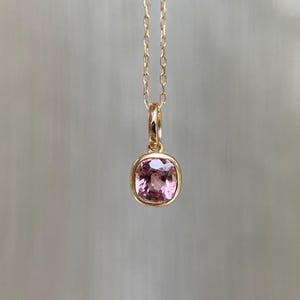 14K Solid Gold Natural Light Pink Spinel Charm Pendant 14K Gold Spinel Pendant Gift For Her Pink Gemstone Pink Spinel CharmAugust Birthstone