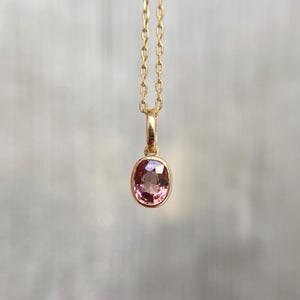 14K Solid Gold Natural Pink Spinel Charm Pendant 14K Gold Pink Spinel Pendant Dainty Gold Birthday Gift For Her Anniversary Gift