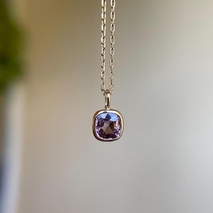 14K Solid Gold 0.64 Carat Natural Pinkish Purple Spinel Charm 14k Spinel Pendant Gift For Her Minimalist Spinel Fine Jewelry