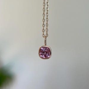 14K Solid Gold 0.55 Carat Natural Light Pink Spinel Charm 14K Spinel Gold Pendant Minimalist Spinel Fine Jewelry Gift for Her