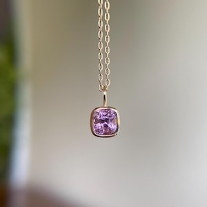 14K Solid Gold 0.67 Carat Natural Light Pink Spinel Charm 14K Spinel Pendant Jewelry Gift For Her August Birthstone
