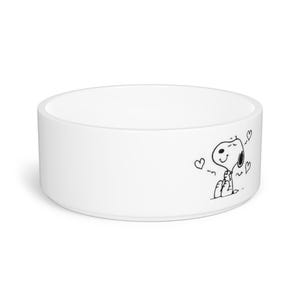Snoopy Pet Bowl, Dog Food Dish, Cute Puppy Feeding Bowl, Ceramic Cat Water Bowl, Cartoon Character Dish, Peanuts Decor