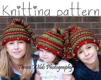 Knit christmas hat, knitted christmas hat, knitting pattern, christmas knitted hat, immediate download, knit christmas gift, baby knit hat