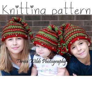 Knit christmas hat, knitted christmas hat, knitting pattern, christmas knitted hat, immediate download, knit christmas gift, baby knit hat