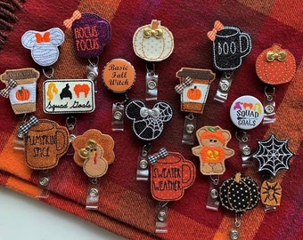 Badge Reel Badge Reel Halloween RN Badge Reel Fall NICU Pumpkin Badge Reel Badge Reel Cute Badge Reel Nurse Thanksgiving Badge Clip