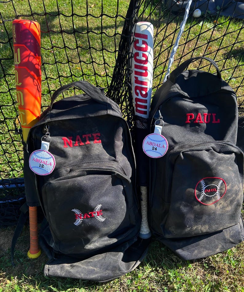 Custom Name Tag, Baseball Keychain, Personalized Keychain, Bat Bag Name
