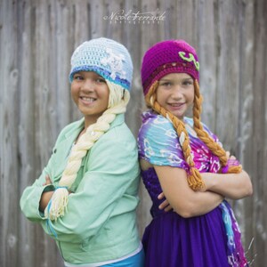 frozen crochet pattern, frozen crochet hat, elsa crochet hat pattern, anna crochet hat pattern, frozen hat pattern, immediate download image 2