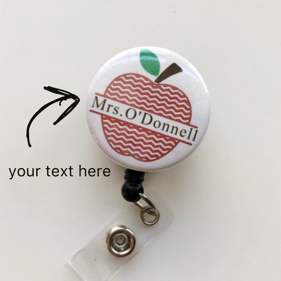 Personalized Badge Reel, Teacher Name Badge, Teacher ID Clip, Teacher Christmas Gift ...