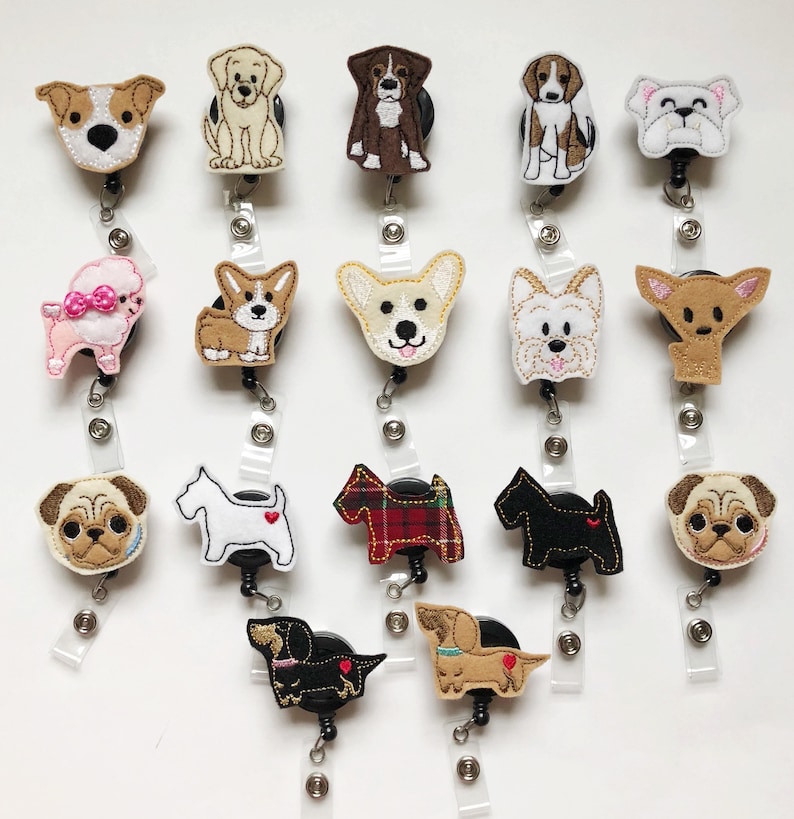 Dog badge reel, badge reel, nurse badge reel, nursing badge reel, cute badge reel, retractable badge, vet Gift, Vet Tech, name badge 