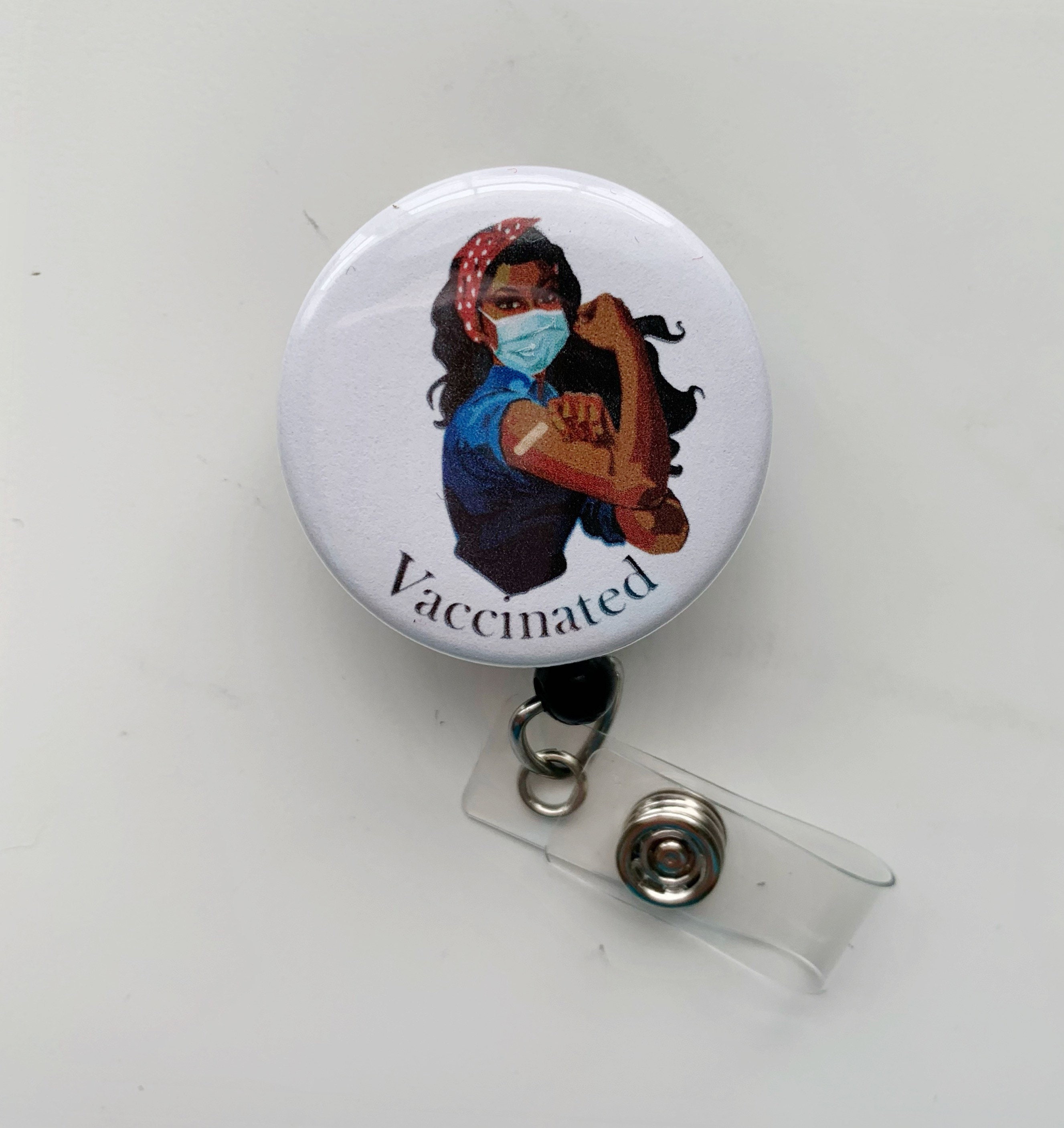 Vaccinated Rosie The Riveter Name Badge Holder Nursing Etsy