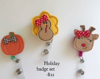 Name badge holder, badge reel, nurse badge reel, retractable badge, fall badge reel, Christmas badge reel, turkey badge reel, badge clip