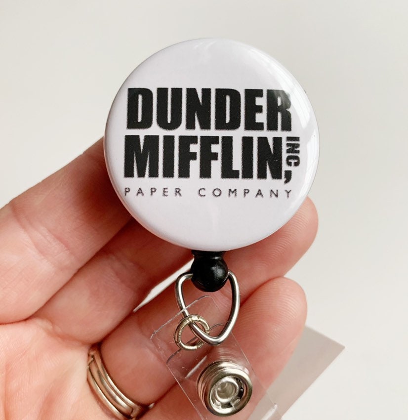  The Office Dunder Mifflin Costume Lanyard Dwight or Michael  Clear ID Badge Holder : Office Products