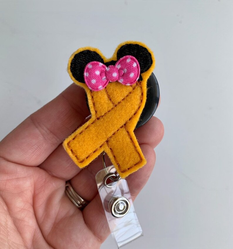 badge reel pediatric oncology badge Nurse badge reel retractable badge Oncology nurse badge nursing badge reel gold ribbon