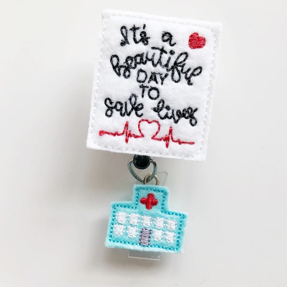 Greys Anatomy, Beautiful Day to Save Lives, Nurse Name Tag, Nurse Name  Badge, Nurse Badge Reel, Greys Anatomy Gift, Nurse Badge Holder 