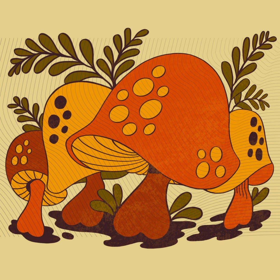 Mushrooms 80s 90s Vintage Grandma Digital Download - Etsy