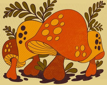 Hongos de los 80 y 90, vintage, abuela, descarga digital