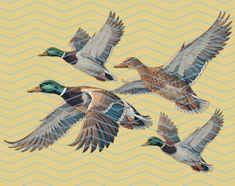 Vintage Mallards Duck Granny Square Vintage Grandma Digital Download