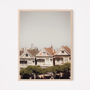 San Francisco Wall Print, California Wall Art, Painted Ladies, Alamo Square, Victorian Houses, San Francisco Skyline, Downloadable Print